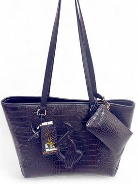 NEW BABY PHAT Oriental Cat black large Tote Handbag with Wallet